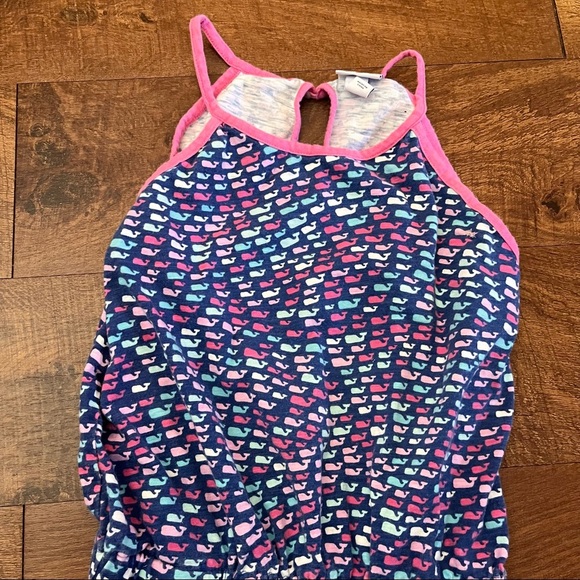 Vineyard vines girls one 1 piece romper Sz large 10/12 pockets pink blue - Picture 2 of 6